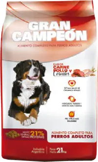 Gran Campeón Perro Adulto Mordida Grande Carne, Pollo y Cereales