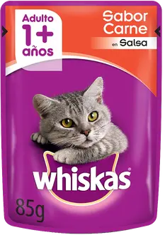 Whiskas Sobrecito Gato Adulto sabor Carne en Salsa 12 x 85g